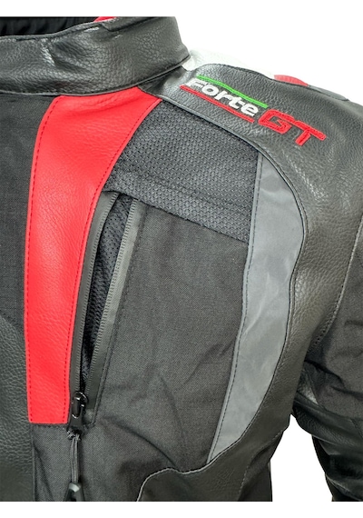 Forte Gt 2001077 Simurg Deri Full Koruma Mevsimlik Motosiklet Montu Kırmızı - Siyah