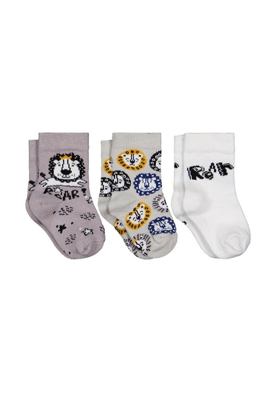 Civil Baby Roar 3'lü 6- Bebek Erkek Çorap Set - Standart 6 Ay