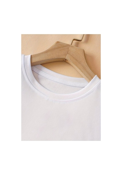 Nevermind Kadın Deniz Temalı Crop Baby Tee Yıldız Çiçek Kaplumbağa Baskılı Beyaz