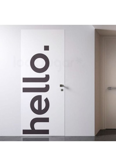Hello Yazılı Dekoratif Duvar Kapı Sticker 150x45 Cm Siyah