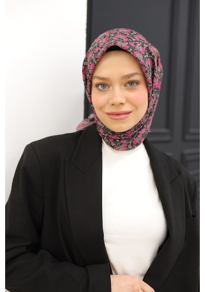 Silk Home Soft Eşarp 73077-01 Siyah, Pembe, Pudra Vizon