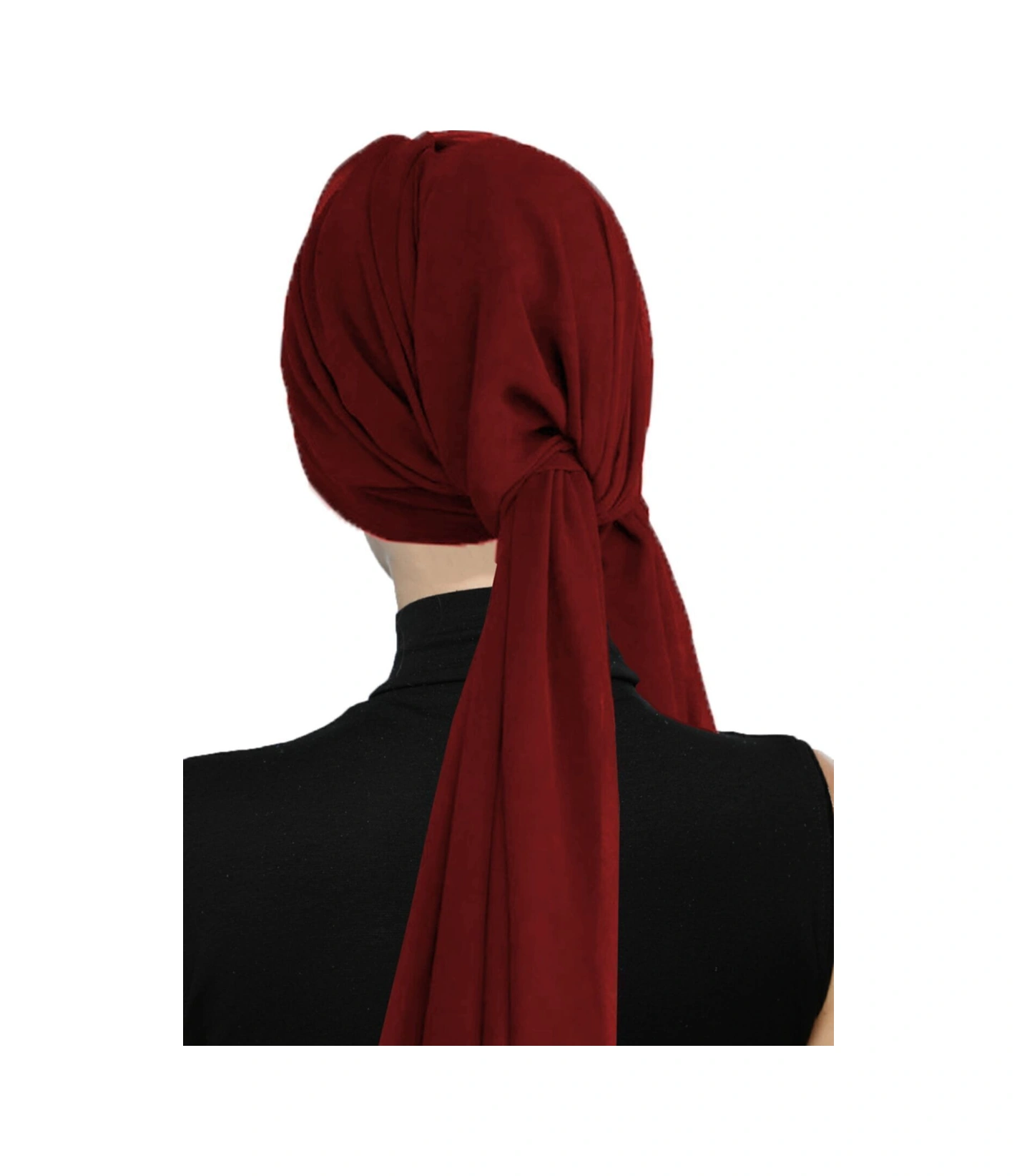 Elysianfidan Bağlamalı Bordo Hazır Türban Tesettür Bone Bordo