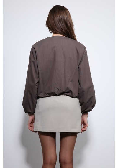 Antioch Crop Kadın Bomber Mont Kahverengi