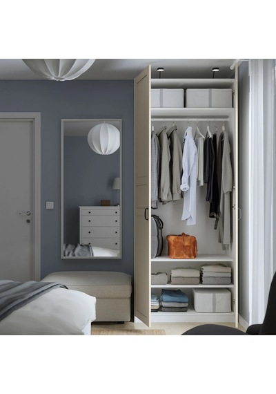 Ikea Beyaz Sağlam Kapaklı Gardırop Beyaz-açık Bej