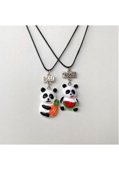 Best friends Panda ikili Arkadaşlık sevgili Kolye Çok Renkli