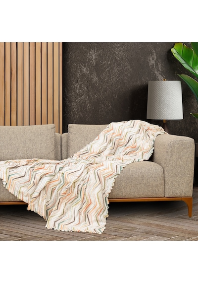 Latuda Concept SoftMicro Etnik ve Zikzak Desenli Boho Koltuk Örtüsü , Kanepe Örtüsü , Koltuk Şalı 130 x 180 CM