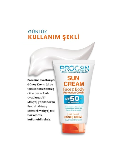 Procsin Koyu Leke Karşıtı Yüksek Uv Korumalı Güneş Kremi SPF 50+ 50 ML