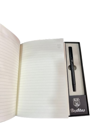 Beşiktaş Premium Defter Ve Kalem Hediye Seti Özel Kutulu Taraftar Koleksiyonu Siyah
