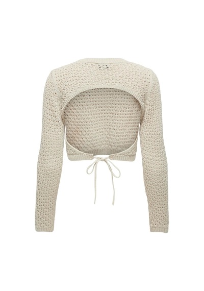 Only Onlmaura Lıfe Ls Back Detaıl O-neck Knt Kadın Beyaz Kazak - 15318340 Beyaz