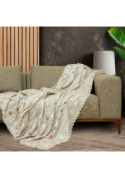 SoftMicro Etnik ve Zikzak Desenli 180 x 300 CM Boho Koltuk Örtüsü