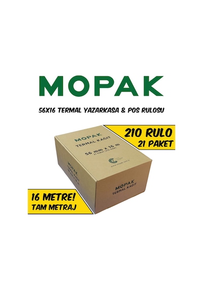 56x16 Termal Rulo Yazarkasa Pos Rulosu 1 Koli 210 Adet Tse Belgeli Bpa Free