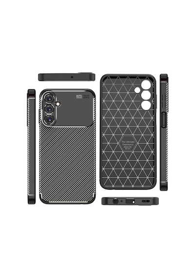 Samsung Galaxy Uyumlu A15 Kilif Karbon Tasarim Negro Silikon Kapak