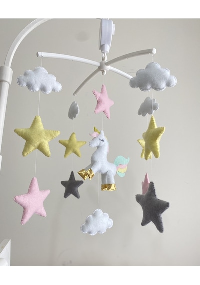 Ünicorn Figürlü Müzikli Bebek Odası Dönence