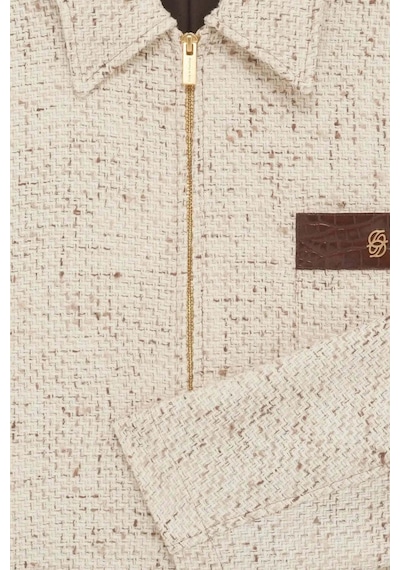 American Rag Cie Ecru Fitted Tweed Ceket - Şık Detaylarıyla Erkeğe Özel Tasarım Ekru