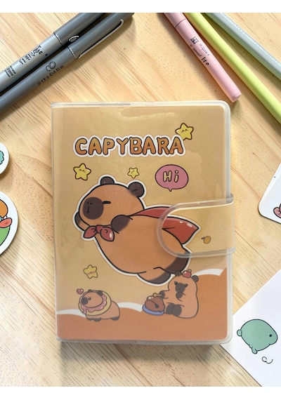 Capybara A7 Not Defteri , Çıt Çıtlı Cep Defteri - Süper Capybara Sarı