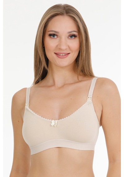 Parlingerie Emzirme Sütyeni Dantelli Kapsız Ten