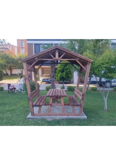 Ahşap Bahçe Kamelyası Pergola P7 Maun