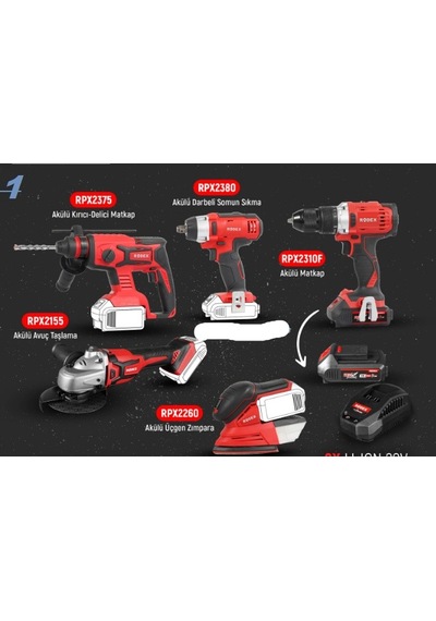 Rodex Rdx Pro1 Akülü Set Kırıcı Delici + Taşlama + Zımpara Makinesi + Akülü Matkap 30pcs