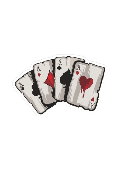 Poker Kağıdı Full As Araba, Motorsiklet, Kask, Laptop, Cam Sticker 14x9 Cm