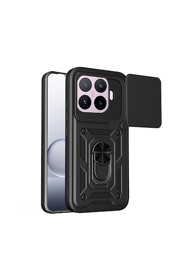 Xiaomi 17t Pro Kılıf 360 Dönebilen Magnetik Standlı Kamera Korumalı Sürgülü Vega Kapak Siyah