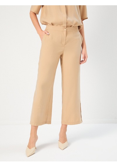 Faik Sönmez Yanları Yırtmaçlı Modallı Comfort Fıt Capri 68213 U6821334 Bej