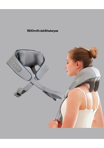 Depomıx Titreşimli Boyun Masaj Cihazı Isı Terapili Şarjlı Vnb-01 Ergonomik U Tasarım Gri