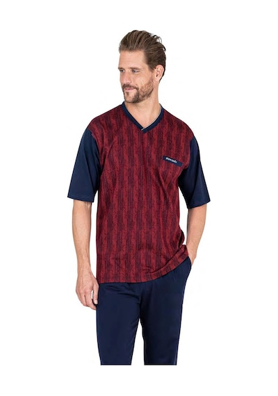 Pierre Cardin 6052 Erkek Bordo Kısa Kollu 3 Lü Jakarlı Pijama Takımı Bordo