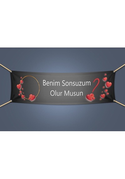 Benimle Evlenir Misin Branda Afiş 75x200 Cm Evlilik Afiş Pankart