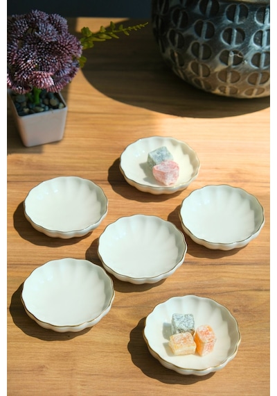 Kütahya Porselen Bone Luz Kase Altın File 6 Parça 8cm Bnlzf08kss220 Ekru