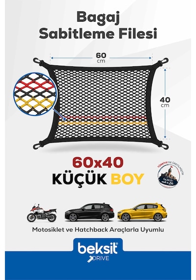 Drıve- Mercedes, Audi, Opel Model Özel Renkli Tasarım Bagaj Sabitleme Filesi 40x60 Cm Almanya