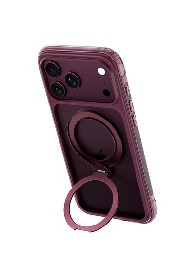 Apple iPhone Uyumlu 18 Pro Kılıf Wiwu Ag-203 Aeroguard Ultra Serisi M-safeli Airbag Tasarımlı Standlı Kapak Bordo