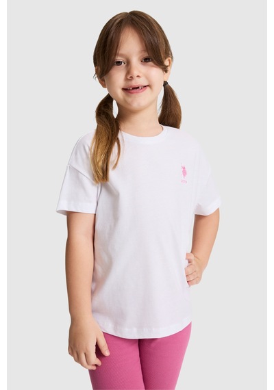 U.S. Polo Assn. Kız Çocuk Beyaz Tişört Basic 50325609-vr013