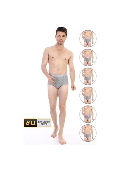 Çift Kaplan Erkek Ribana Klasik Gri Melanj Slip 860 6'lı Ekonomik Paket Gri
