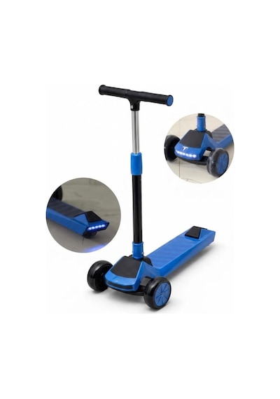 3 Tekerlekli Çocuk Scooter 4 Kademeli Ayarlanabilir Işıklı Ve Müzikli Katlanabilir Çocuk Scooter Mavi
