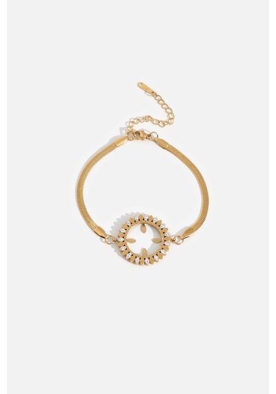 Yuvarlak Taşlı Bileklik Gold 16677887