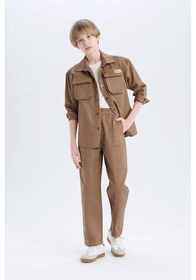 DeFacto Erkek Çocuk Loose Fit Beli Lastikli Twill Pantolon D9850A825SPBG80 DeFacto Erkek Çocuk Loose Fit Beli Lastikli Twill Pantolon D9850A825SPBG80