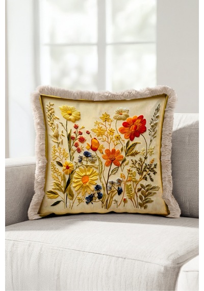 Çiçek Desenli Bahar Bahçe Saçaklı Yastık Kılıfı - Botanik Floral Boho Vizon Püsküllü Kırlent Kılıfı Sakin Esinti Ritüel Çiçek Desenli Bahar Bahçe Saçaklı Yastık Kılıfı - Botanik Floral Boho Vizon Püsküllü Kırlent Kılıfı Sakin Esinti Ritüel