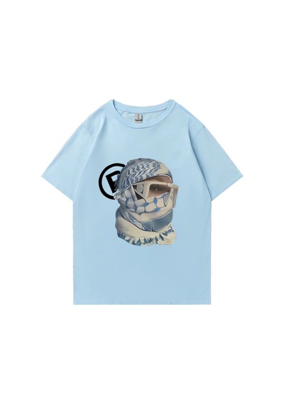Flood Of Style En Punk Estetik Harajuku Grafik Baskı Y2k Pamuk T-shirt Retro Hip Hop Tee Kaya Emo Gevşek Str Mavi