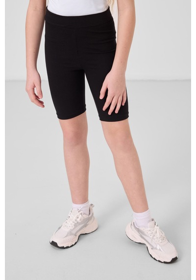 Tommylife Siyah Pamuklu Kısa Paça Standart Fit Basic Kız Çocuk Tayt - 75188 Siyah