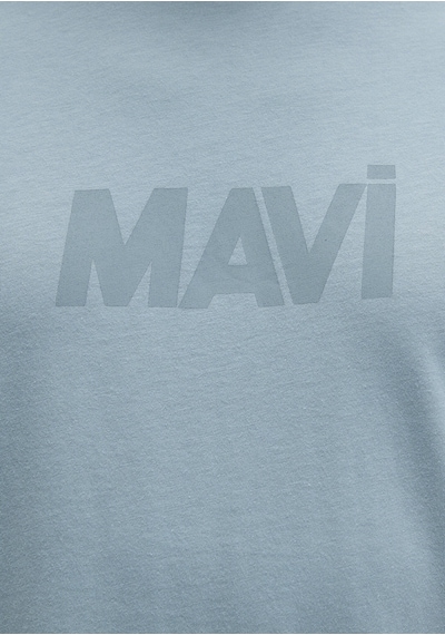 Mavi - Mavi Logo Baskılı Mavi Tişört 0612896-70838 Mavi