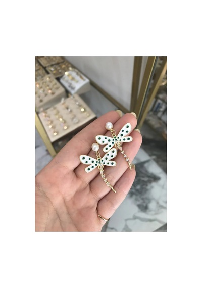 Taşlı Yusufçuk Model Küpe Çok Renkli