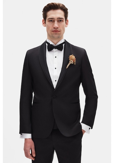 Twn Slim Fit Siyah Armürlü Smokin Takim Elbise 7ess5vt01526m 001
