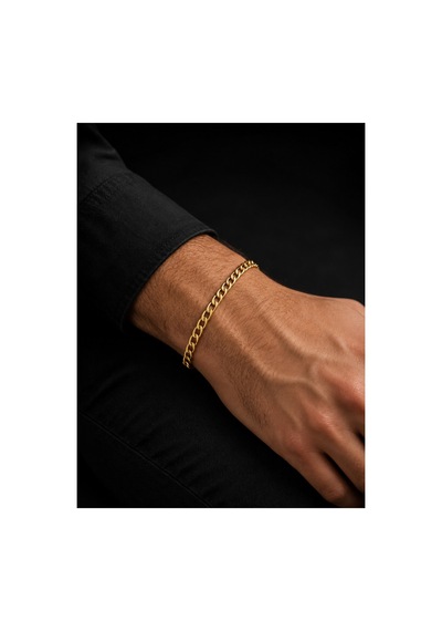 Altın Renk Zincir Model Çelik Bileklik 23cm 7mm Altın - 910317155 Altın