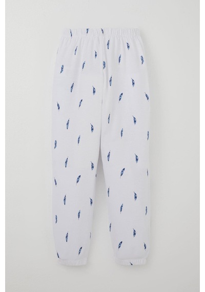 Breeze Erkek Çocuk Pijama Takımı Uçan Mavi Tüy Desenli 4-8 Yaş, Beyaz Beyaz