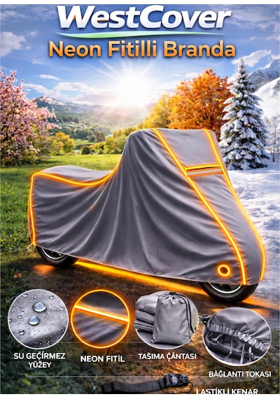 Arora Max Pro 250 Uyumlu Neon Fitilli-trncu Su Geçirmez Motorsiklet Brandası
