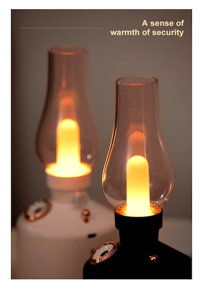 Katjmer Kt-h01 Retro Lambası 280ml Büyük Kapasiteli Ultrasonik Sessiz Serin Buhar Difüzörü Siyah