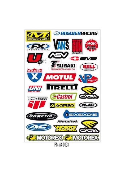 Motosiklet Sponsor Tasarım A4 Çoklu Sticker Seti 03 Diğer
