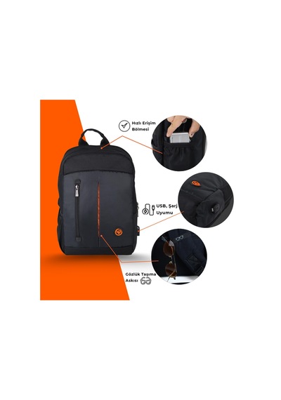 NPO CitylifePlus Smart 16" Çift Ana Bölmeli Notebook Sırt Çantası-Siyah