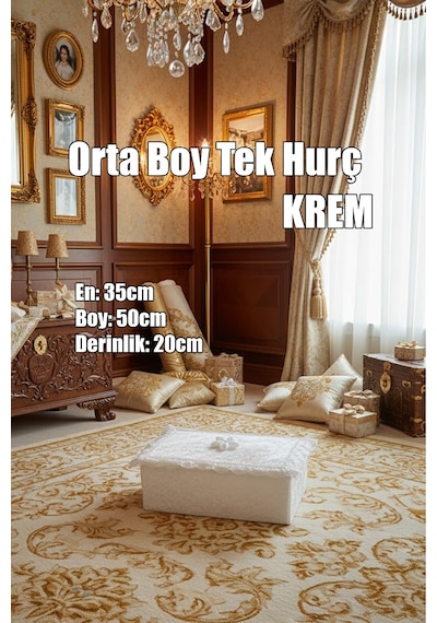 Çeyizlik Orta Tek Hurç Çiçekli, Kadife Tek Hurç Çeyizlik Dantelli Hurç, Orta Boy Hurç Çok Renkli