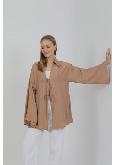 Doğal Viskon Kumaş Cepli Bağcıklı Kadın Kimono 1167 Hafif, Dökümlü, Akışkan, Yazlık Model Vizon Doğal Viskon Kumaş Cepli Bağcıklı Kadın Kimono 1167 Hafif, Dökümlü, Akışkan, Yazlık Model Vizon